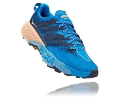 Hoka One One HOKA Women's Speedgoat 4 All-Terrain Running Shoes In Blue/Orange