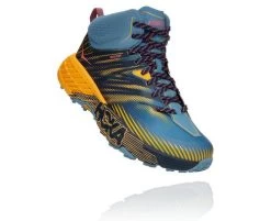 Hoka One One HOKA Women's Speedgoat Mid 2 Gore-Tex All-Terrain Running Shoes In Provincial Blue/Saffron