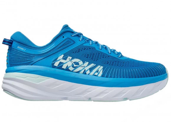 Hoka One One HOKA Men's Bondi 7 Shoes In Ibiza Blue/Blue Glass 1 Hoka One One HOKA Men's Bondi 7 Shoes In Ibiza Blue/Blue Glass