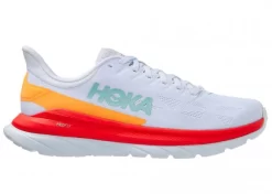 HOKA ONE ONE Mach 4 - Men's Running Shoes - White / Fiesta
