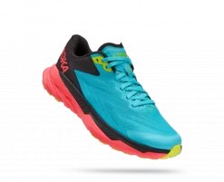 Hoka One One HOKA Women's Zinal All-Terrain Running Shoes In Scuba Blue/Diva Pink