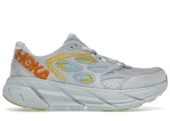 Hoka One One HOKA Clifton L Embroidery Shoes In Blue Glass/Radiant Yellow