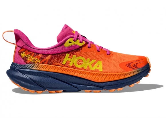 Hoka One One HOKA Women's Challenger 7 GORE-TEX Hiking Shoes In Vibrant Orange/Pink Yarrow 1 Hoka One One HOKA Women's Challenger 7 GORE-TEX Hiking Shoes In Vibrant Orange/Pink Yarrow